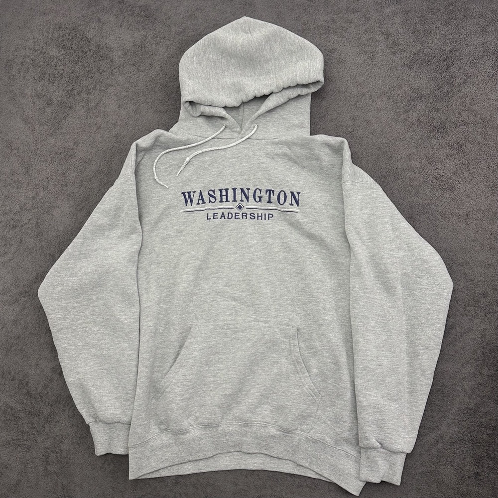 vintage Washington leadership hoodie pullover gray size large embroidery logo